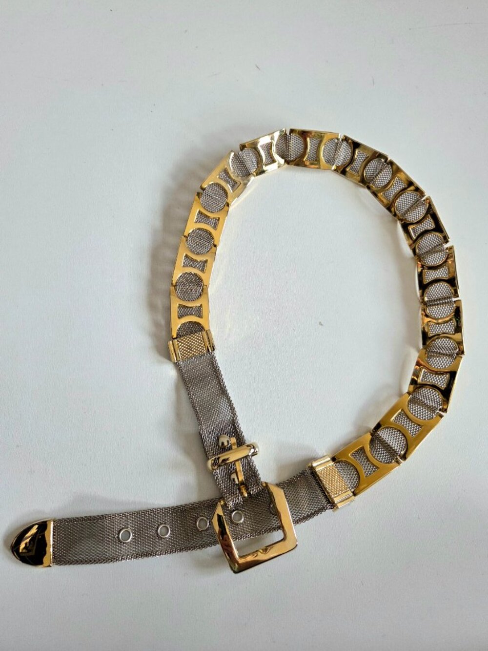 Gold and Silver Tone Metal Mesh Decorative Belt